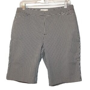 Coldwater Creek Women Bermuda Short Size 12 Natural Fit Black White Micro Check